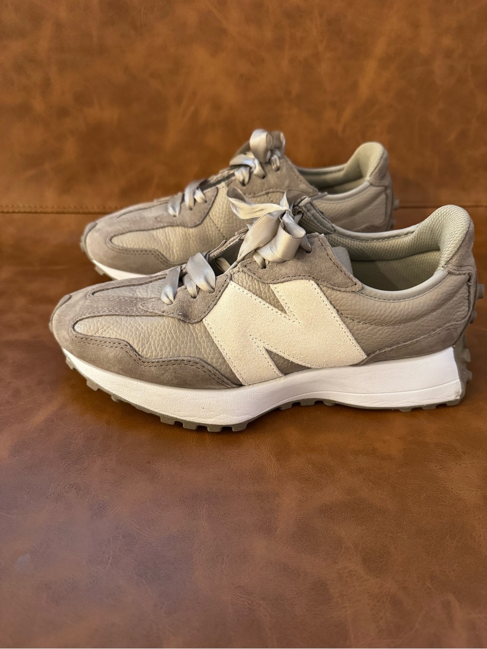 New Balance Taupe and Cream Women's Sneakers - Picture 3 of 8
